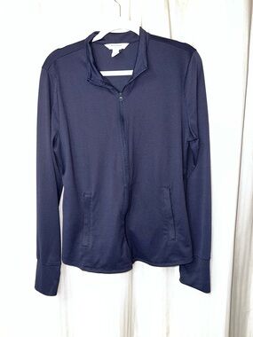 Tommy Bahama Golf Jacket Navy blue textured with zipper pockets size Large